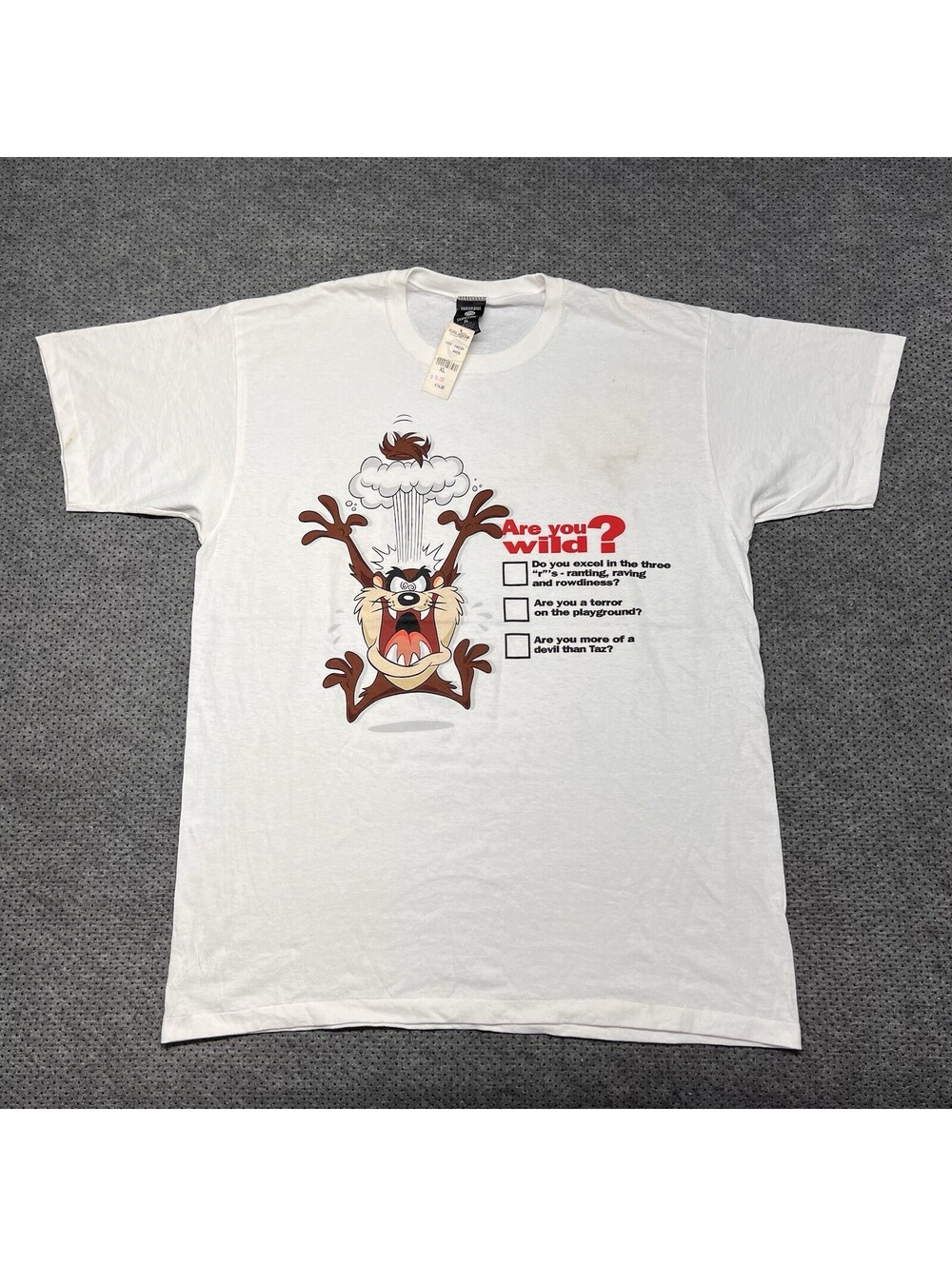 Vintage 1990S NWT Tasmanian Devil Taz T-Shirt XL Warner Bros Rare Men’s White